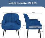 Velvet Accent Chair, Upholstered Modern Leisure Single Sofa Side Living Room Chair, Comfy Tufted Back Armchair with Metal Legs for Waiting Room/Bedroom/Office/Reading Room, Blue
