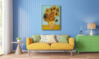 Wieco Art Large Framed Wall Art of Sunflower by Van Gogh Paintings Reproduction Abstract Canvas Prints for Home Living Room Decorations Bronze Gold Frame