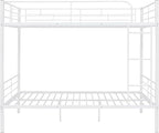 Merax Full Over Full Metal Bunk Bed with Ladder and high Guardrail, Able to Split, Storage Space, No Box Spring Needed, Noise Free, White