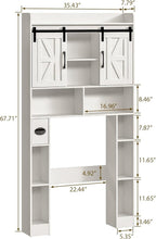 Farmhouse Storage Cabinet Over Toilet with Sliding Doors，Over The Toilet Storage Cabinet, Home Space-Saving Toilet Rack, for Bathroom, Restroom, Laundry.