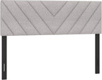KOMFOTT Linen Fabric Upholstered Headboard for Full/Queen Size Bed, Rectangular Headboard with Solid Wood Legs & Adjustable Width, Padded Full/Queen Bed Headboard, Easy Assembly, Gray
