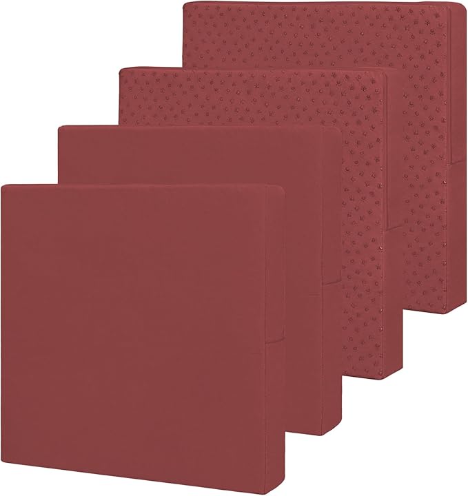 Easy-Going Waterproof Patio Cushion Covers ONLY Cover 20x18x4 inch 4 Pack Replacement Non-Slip Outdoor Seat Cushion Slipcover with Zipper. Wine