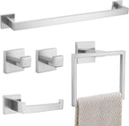 YACVCL 5 Pieces Bathroom Hardware Set, Brushed Nickel Bathroom Accessories, Bathroom Towel Bar Set, 23.6 Inch Towel Bar for Bathroom, Stainless Steel Bathroom Holder Set, Wall Mounted