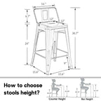 HAOBO Home 26" Low Back Metal Barstools Counter Height Bar Stools [Set of 4], Bronze