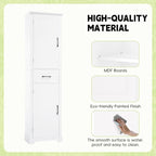 Bathroom Tall Storage Cabinet, Floor Freestanding Storage Cabinet with 2 Doors, One Drawer, Door Shelve Design, and Adjustable Shelf for Bathroom, Office, Multi-Use Organizer, White