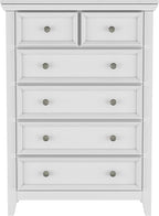 BLANKSPACE White Farmhouse Dresser, 6 Chest Drawer Dresser for Bedroom, Large Capacity Nightstand, Modern Tall Wood Cabinet for Bedroom, Living Room, Closets, Hallway