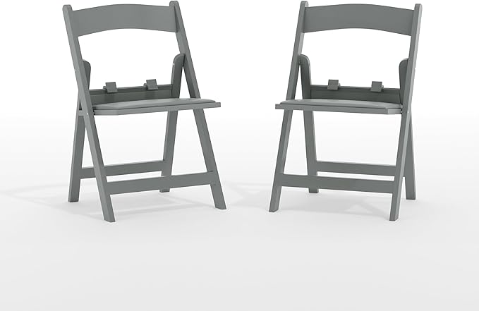 Flash Furniture Hercules Set of 2 Kids Gray Resin Folding Chairs with Gray Vinyl Padded Seats