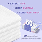 PoeticEHome Soft Face Towel - Extra Thick Cotton Tissue Biodegradable | Disposable Dry Wipes for Facial Cleansing & Makeup Removing