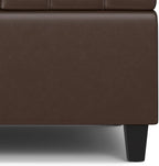 SIMPLIHOME Harrison 30 inch Wide Transitional Square Small Coffee Table Storage Ottoman in Chocolate Brown Vegan Faux Leather, Assembled, for The Living Room and Bedroom