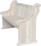 IC International Concepts, Sanctuary Bench, Solid Real Wood, Sturdy Parawood, Entryway/Dining/Living, Spacious Dimensions 58" W x 17.7" D x 18" H, 450 LBS Capacity, Paint/Stain Ready, Unfinished