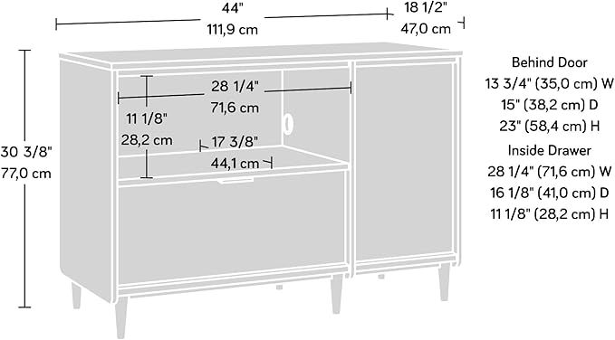 Sauder Clifford Place Commercial Office Credenza, for TVs up to 46", in a Natural Maple Finish