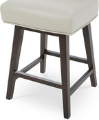 CHITA 26 Inch Counter Height Swivel Bar Stools Set of 3, FSC Certified Modern Upholstered Faux Leather Swivel Barstool Chair with Back, Creamy Grey
