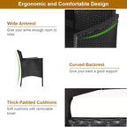 COSTWAY 2-Seat Patio Conversation Sets, Outdoor Patio Loveseat Set with Removable Cushions & Built-in Coffee Table for Backyard, Garden, Lawn, Balcony, Black+Beige