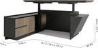 SAINTCY Adjustable Executive Desk - Luxury L Shaped Desk with Drawers, Large Table with File Cabinets, Executive Office Desks with LED Light Strip Home Office Desk for Professionals