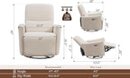 Power Swivel Recliner Chair, Upholstered Fabric Glider Electric Rocking Chair for Adults. Nursery Rocker Single Sofa with Lumbar Support for Living Room. Dual-port Charging: Type-C&USB, Beige