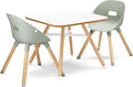 Lalo The Play Kit - Kids Table & Chairs Set with Sustainably Sourced Wood Table & Non-Toxic Bucket Seat Chairs - Safe & Comfortable - Coconut/Sage