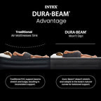 Intex 64449ED Dura-Beam Deluxe Plush Air Mattress with Headboard: Fiber-Tech - Queen Size - Built-in Electric Pump - 18in Bed Height - 600lb Weight Capacity
