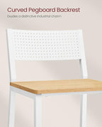 VASAGLE Bar Stool Set of 2, Bar Chairs for Kitchen, Dining Room, Industrial, Oak Beige and White ULBC070W09