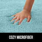 GORILLA GRIP Bathroom Rugs, 60x24, Ultra Soft Absorbent Mat, Thick Plush Bath Rug, Machine Washable, Microfiber Quick Dry, Mats for Shower, Bathtub and Floor, Home Decor Accessories, Spa Blue
