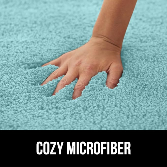 GORILLA GRIP Premium Luxury Bath Rug, 36x24, Absorbent, Soft, Thick Shag, Plush Bathroom Mat Rugs, Machine Washable, Quick Dry, Mats for Shower, Bathtub and Floor Accessories, Spa Blue