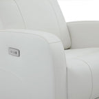 CHITA Genuine Leather Power Swivel Glider Recliner Chair, FSC Certified Double Layer Backrest Truck Armrest Recliner Chair Sofa for Living Room-White