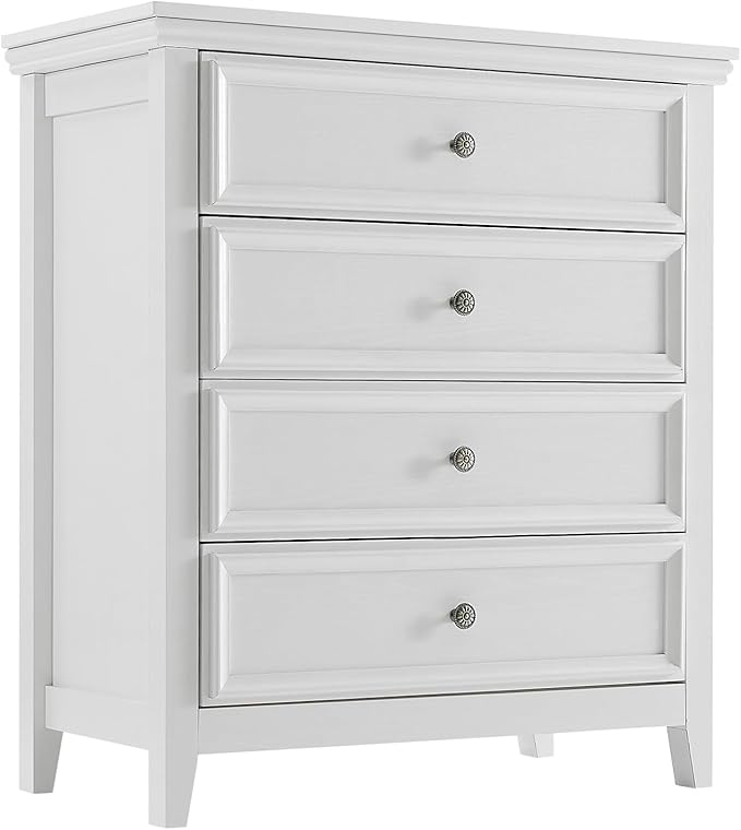 White Dresser for Bedroom,4 Chest of Drawers Dresser,Tall Nightstand Modern Clothes Organizer Cabinet for Bedroom,Closets,Hallway