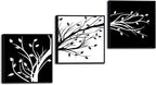 Wieco Art Black Framed Leaves Modern 3 Panels Flowers Artwork Black and White Abstract Floral Trees Canvas Prints Wall Art for Living Room Home Decorations
