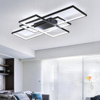 GEADI Large Modern LED Ceiling Light, 35.4" Dimmable Flush Mount Ceiling Lights with Remote Control, Black 3 Rectangular Light Fixtures for Kitchen Bedroom Dining Room(3000-6500K)