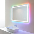 40x24 inch LED Mirror for Bathroom,RGB LED Lighted Bathroom Vanity Mirror with Lights,Shatterproof,Dimmable,Anti-Fog RGB Backlit Mirror (RGB Multicolor Backlit + Front-Lighted)