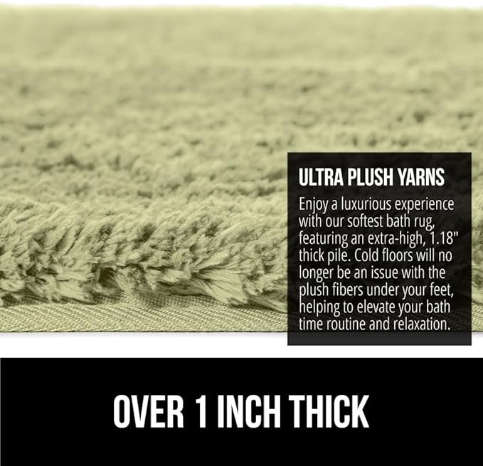 GORILLA GRIP Bathroom Rugs, 60x24, Ultra Soft Absorbent Mat, Thick Plush Bath Rug, Machine Washable, Microfiber Quick Dry, Mats for Shower, Bathtub and Floor, Home Decor Accessories, Sage