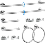 10-Piece Towel Bar Set Polished Chrome Bathroom Hardware Accessories Set Upgraded Towel Hooks Towel Holder Set for Bathroom Stainless Steel Wall Mounted 23.6 Inch
