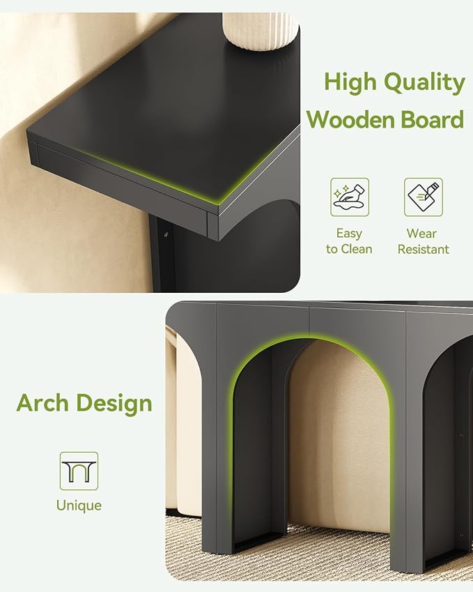 LITTLE TREE 47 Inches Console Table, Black Sofa Table Behind Couch, Farmhouse Entryway Table Hallway Foyer Table with Arch Base, Wooden Console Sofa Tables for Living Room, Entrance