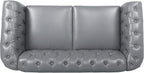 LEVNARY Leather Sofa, Chesterfield Tufted Upholstered 2 Seater Couch, Modern Loveseat Couch Classic Furniture for Living Room Bedroom (Gray)