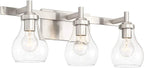 Possini Euro Design Danvers Modern Wall Mount Light Brushed Nickel Silver Hardwired 21" Wide 3-Light Fixture Clear Glass Globe Shade for Bathroom Vanity Mirror House Home Room Decor