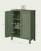 VASAGLE Floor Storage Cabinet, Freestanding Storage Unit with 2 Adjustable Shelves, for Bathroom Living Room Dining Kitchen, 11.8 x 23.6 x 31.5 Inches, Forest Green UBCB060C01