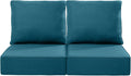 Luxury 24x24x6 Inch Outdoor Seat Cushions - Set of 2 Water Resistant Patio Chair Cushion for Porch Set Rattan Dining Rocker Glider Chairs Loveseat Couch Sectional Sofa - Peacock Blue