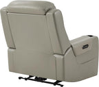 Watson & Whitely Oversized Genuine Leather Power Recliner Chairs for Big and Tall, Extra Wide Lay Flat Recliner with Power Headrest & Cup Holders, Electric Reclining Sofa for Living Room, Grey