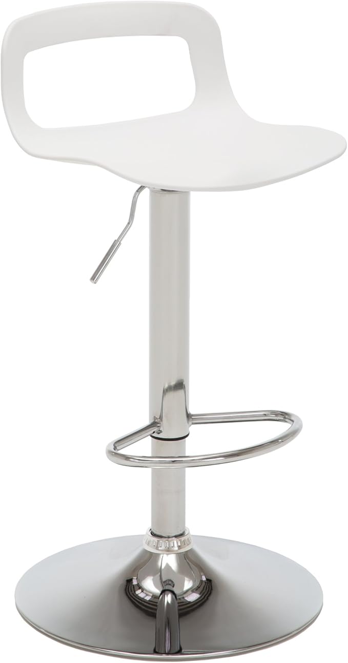 NOBPEINT NOB Contemporary Chrome Air Lift Adjustable Swivel Bar Stool (White, Set of 2)