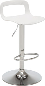 NOBPEINT NOB Contemporary Chrome Air Lift Adjustable Swivel Bar Stool (White, Set of 2)