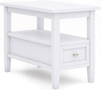 SIMPLIHOME Warm Shaker SOLID WOOD 14 inch Wide Rectangle Transitional Narrow Side Table in White for the Living Room and Bedroom