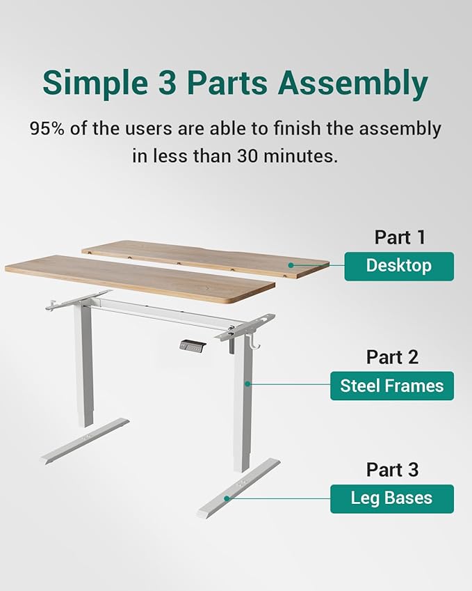 CubiCubi Height Adjustable Electric Standing Desk, 55 x 28 Inches Sit Stand up Desk, Large Memory Computer Home Office Desk with Two-Piece Desktop (Maple)