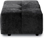 JACH Modern Ottoman Seat for Living Room, Linen Fabric Ottomans, Minimalist Foot Stool, Comfy Breathable Footstool for Living Room Apartment (Black)