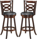 ERGOMASTER Swivel Bar-Stools Set of 2 Counter Height Barstool 29 Inch Seat Bar Chair Rubberwood Frame Brown for Rustic & Classic