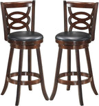 ERGOMASTER Swivel Bar-Stools Set of 2 Counter Height Barstool 29 Inch Seat Bar Chair Rubberwood Frame Brown for Rustic & Classic