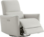 CHITA Power Recliner Chair Swivel Glider, FSC Certified Upholstered Faux Leather Living Room Nursery Reclining Sofa Chair with Lumbar Support, Cream