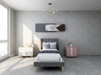 Low Profile Upholstered Platform Bed,Twin Beds with Dark-Grey(Velvet)