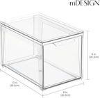 mDesign Plastic Stackable Bathroom Storage with Pull Out Bin Organizer Drawer for Cabinet, Vanity, Shelf, Cupboard, Cabinet, or Closet Organization - Lumiere Collection - 4 Pack - Clear