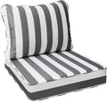 AAAAAcessories Outdoor Deep Seat Cushions, Waterproof, Fade-Resistant Patio Furniture Replacement Cushions, 23.5" x 25.5" x 5" + 23.5" x 19", Gray Cabana Stripe