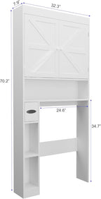 Over-The-Toilet Storage Cabinet with 2 Doors，Home Space-Saving Toilet Rack, Farmhouse Style for Bathroom, Restroom, Laundry