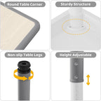 Kids Table and 2 Chairs Set, Height-Adjustable Toddler Table and Chairs Set with Graffiti Desktop, 23.6''L x 23.6''W Children Activity Table for Daycare, Classroom, Home, Grey-w